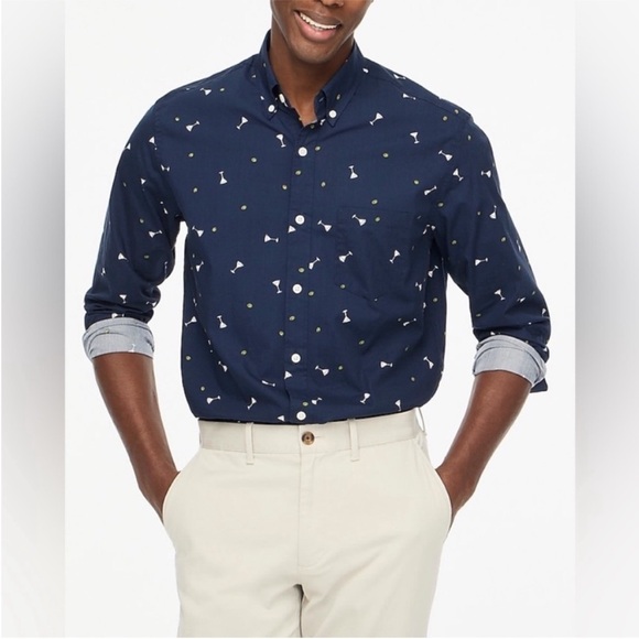 J. Crew Other - NEW! J. Crew Classic Flex Casual Cocktail Glass Print Shirt. Men’s XL.